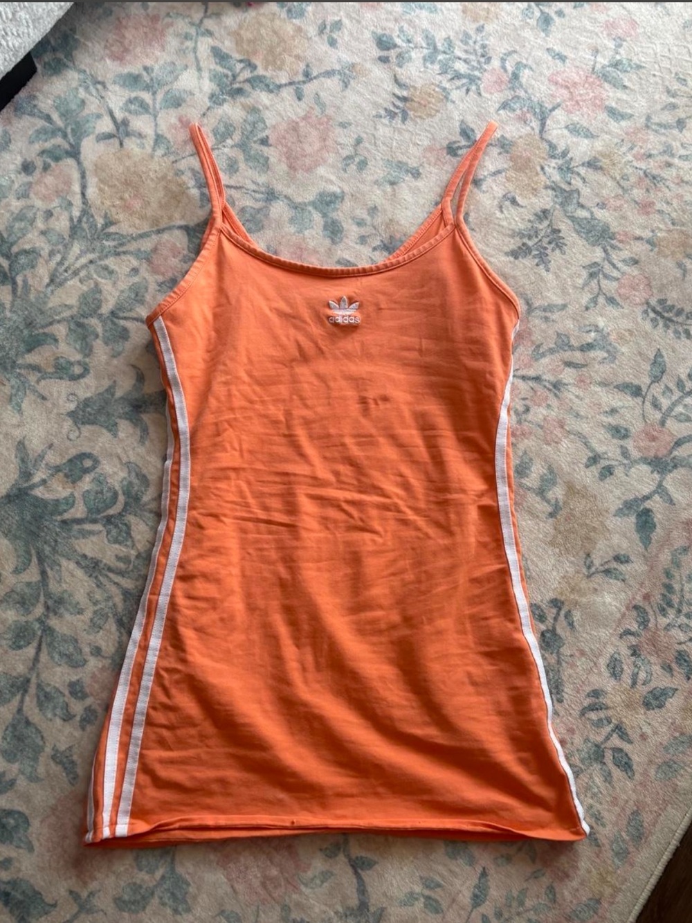adidas Orange Strappy Camisole Dress with White Side Stripes